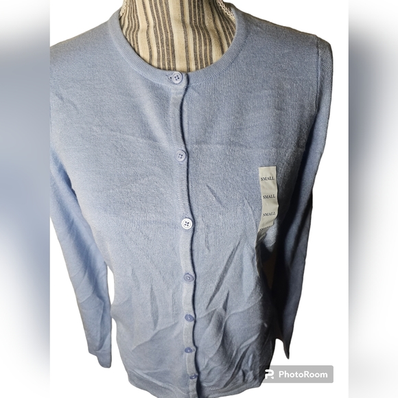 Croft & Barrow women's sky blue button front long-sleeved cardigan size S - Picture 4 of 6